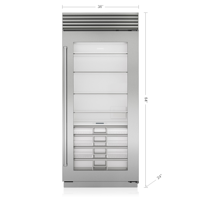 36" SubZero 22.9 Cu. Ft. Classic Refrigerator with Glass Door -  CL3650RG/S/T/L