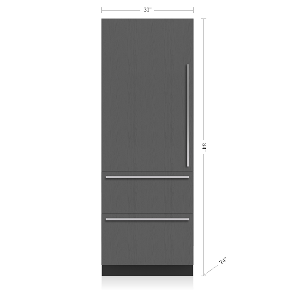 30" SubZero Designer Right Hinge Over-and-Under Refrigerator With Internal Dispenser - DET3050RID/R