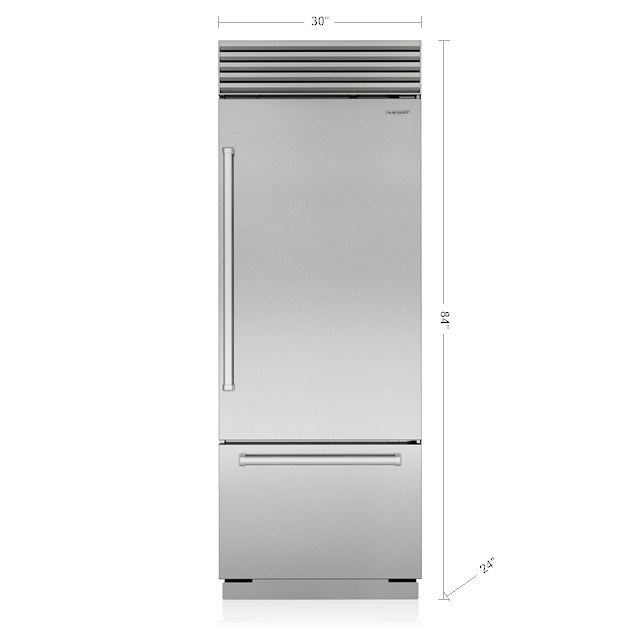 30" SubZero Pro Handle Left Hinge Classic Over-and-Under Refrigerator - CL3050U/S/P/L