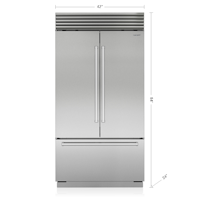 42" SubZero Classic French Door Refrigerator  with Internal Dispenser and Tubular Handle - CL4250UFDID/S/T