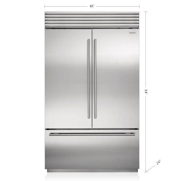 48" SubZero  Classic French Door Refrigerator With Tubular Handle in Stainless Steel - CL4850UFD/S/T