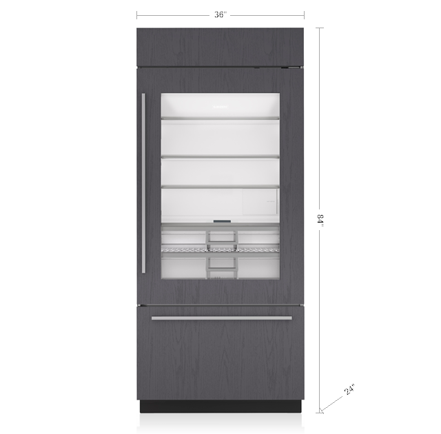 36" SubZero Left Hinge Classic Over-and-Under Refrigerator with Glass Door - CL3650UG/O/L