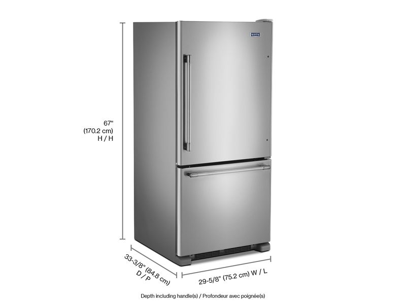 30" Maytag 18.6 Cu. Ft. Bottom Freezer Refrigerator with Freezer Drawer - MBR1957FEZ