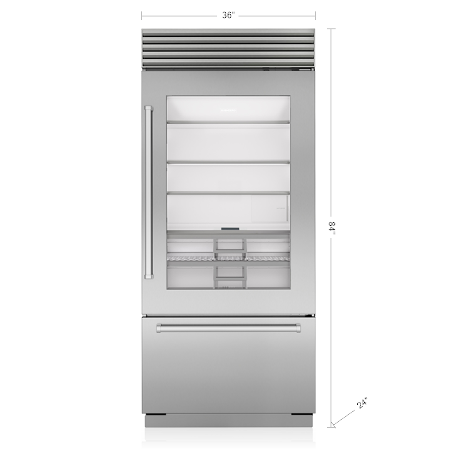 36" SubZero Left Hinge Classic Over-and-Under Refrigerator with Glass Door  - CL3650UG/S/T/L