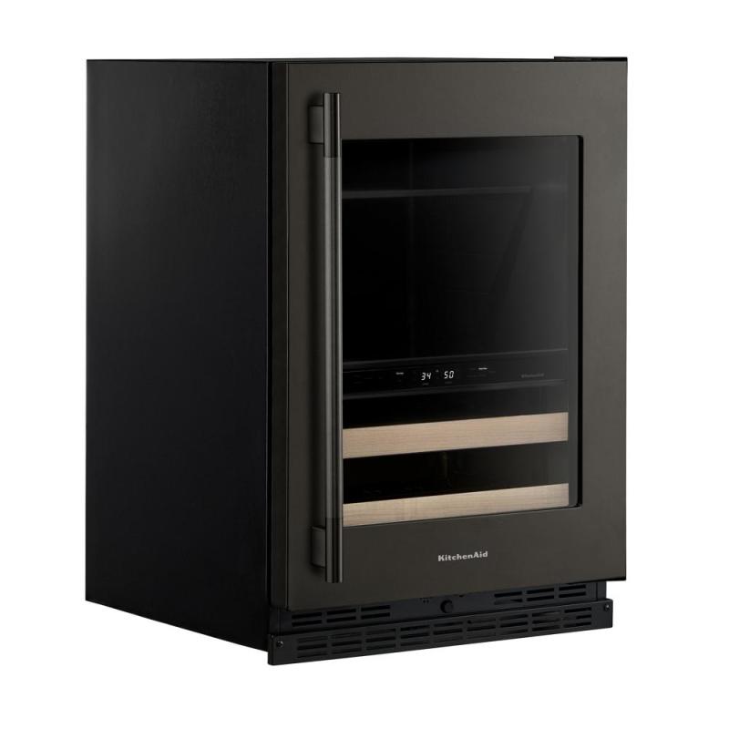 24" KitchenAid Beverage Center with Glass Door and Wood-Front Racks - KUBR524SBE