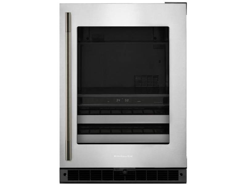 24" KitchenAid Beverage Center with Glass Door and Metal-Front Racks - KUBR524SSB