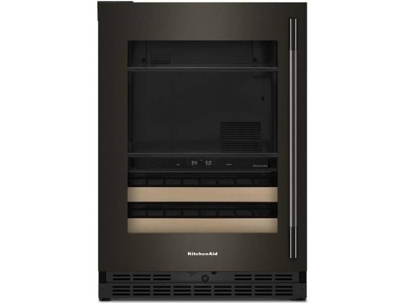 24" KitchenAid Beverage Center with Glass Door and Wood-Front Racks - KUBL524SBE