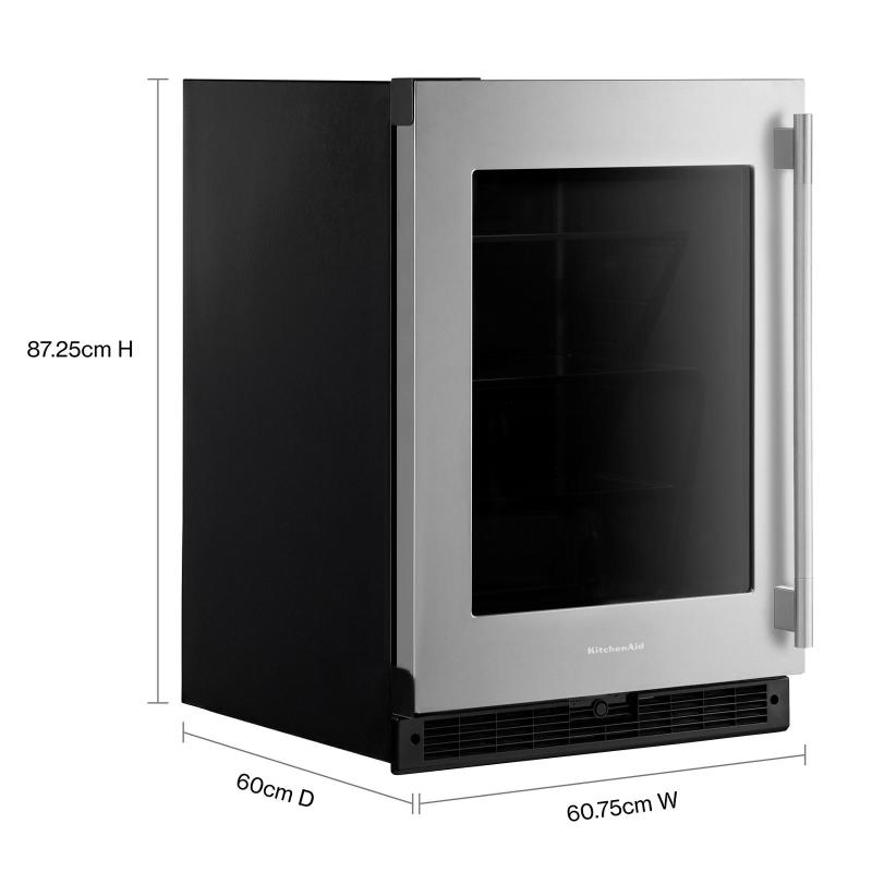 24" KitchenAid Undercounter Refrigerator with Glass Door - KURL324SSB