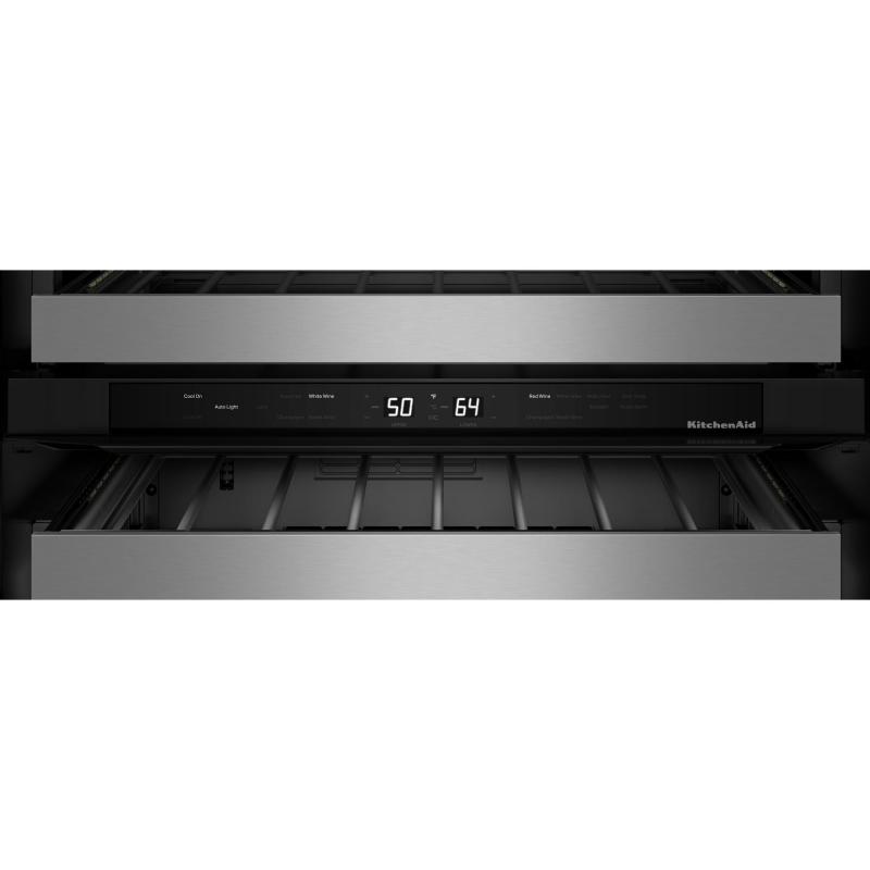 24" KitchenAid Undercounter Wine Cellar with Full-Extension Metal-Front Racks - KUWL324SSB