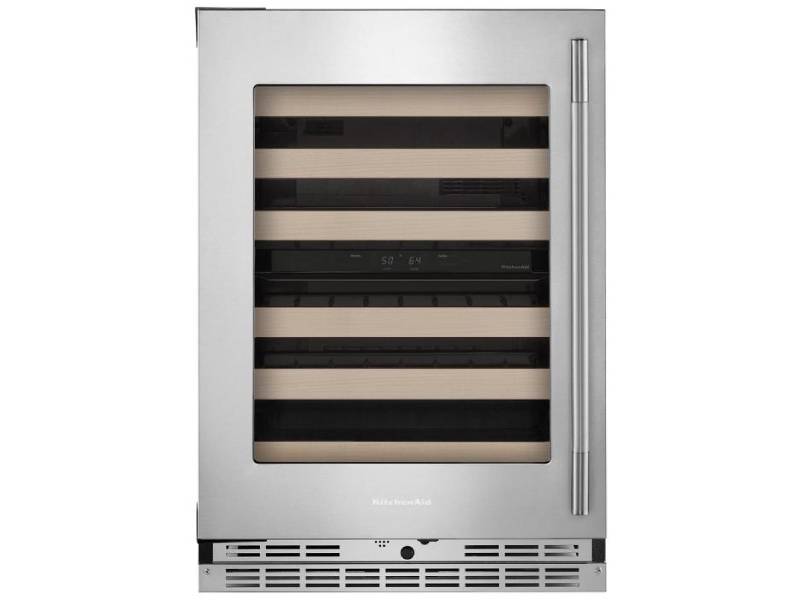 24" KitchenAid Undercounter Wine Cellar with Full-Extension Wood-Front Racks - KUWL524SPS