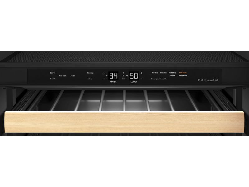 24" KitchenAid Beverage Center with Glass Door and Wood-Front Racks - KUBL524SPS