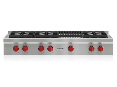 48" Wolf Sealed Burner Rangetop 6 Burners and Infrared Charbroiler - SRT486C