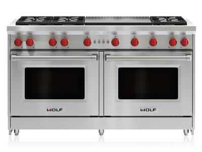 60" Wolf Gas Range - 6 Burners and Infrared Dual Griddle - GR606DG