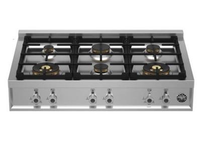 36" Bertazzoni Gas Rangetop with 6 Brass Burners in Stainless Steel - PROF366RTBXT