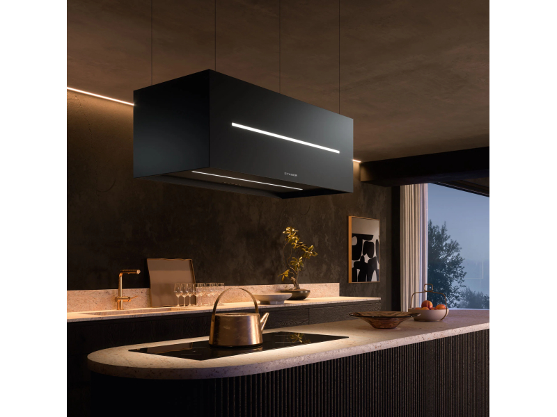 31" Graziosa Isola Island Range Hood 600 CFM in Matte Black - GRAZIS30BKV