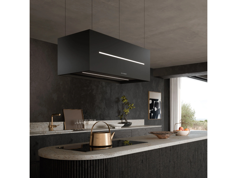 31" Graziosa Isola Island Range Hood 600 CFM in Matte Black - GRAZIS30BKV