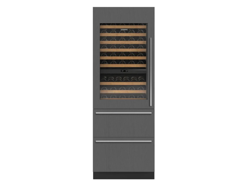 30" SubZero Left-Hinge Designer Wine Storage with Refrigerator Drawers in Panel Ready - DET3050WR/L