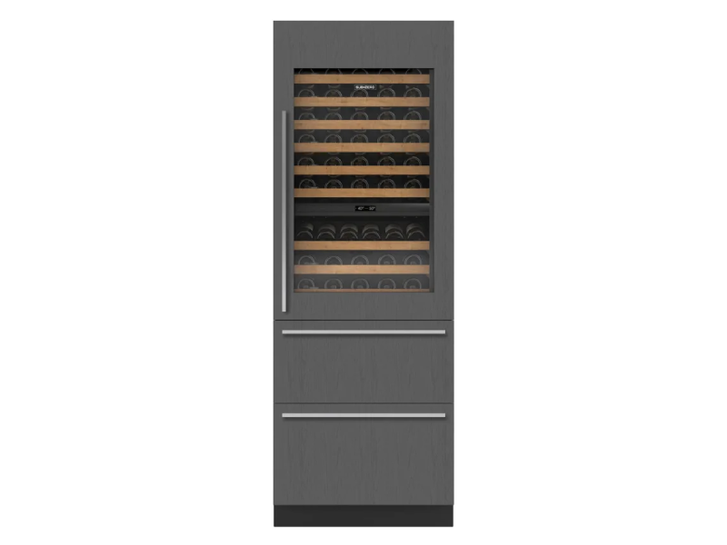 30" SubZero Right-Hinge Designer Wine Storage with Refrigerator Drawers in Panel Ready - DET3050WR/R
