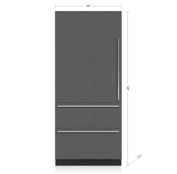36" SubZero Designer Right Hinge Over-and-Under Refrigerator With Ice Maker and Internal Dispenser - DET3650CIID/R
