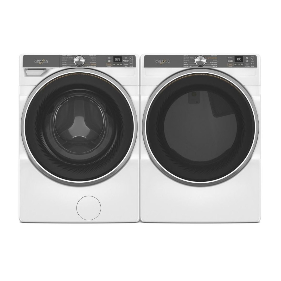 27" Whirlpool 5.8 Cu. Ft. Front Load Washer and 7.4 Cu. Ft. Front Load Electric Dryer - WFW6720RW-YWED6720RW