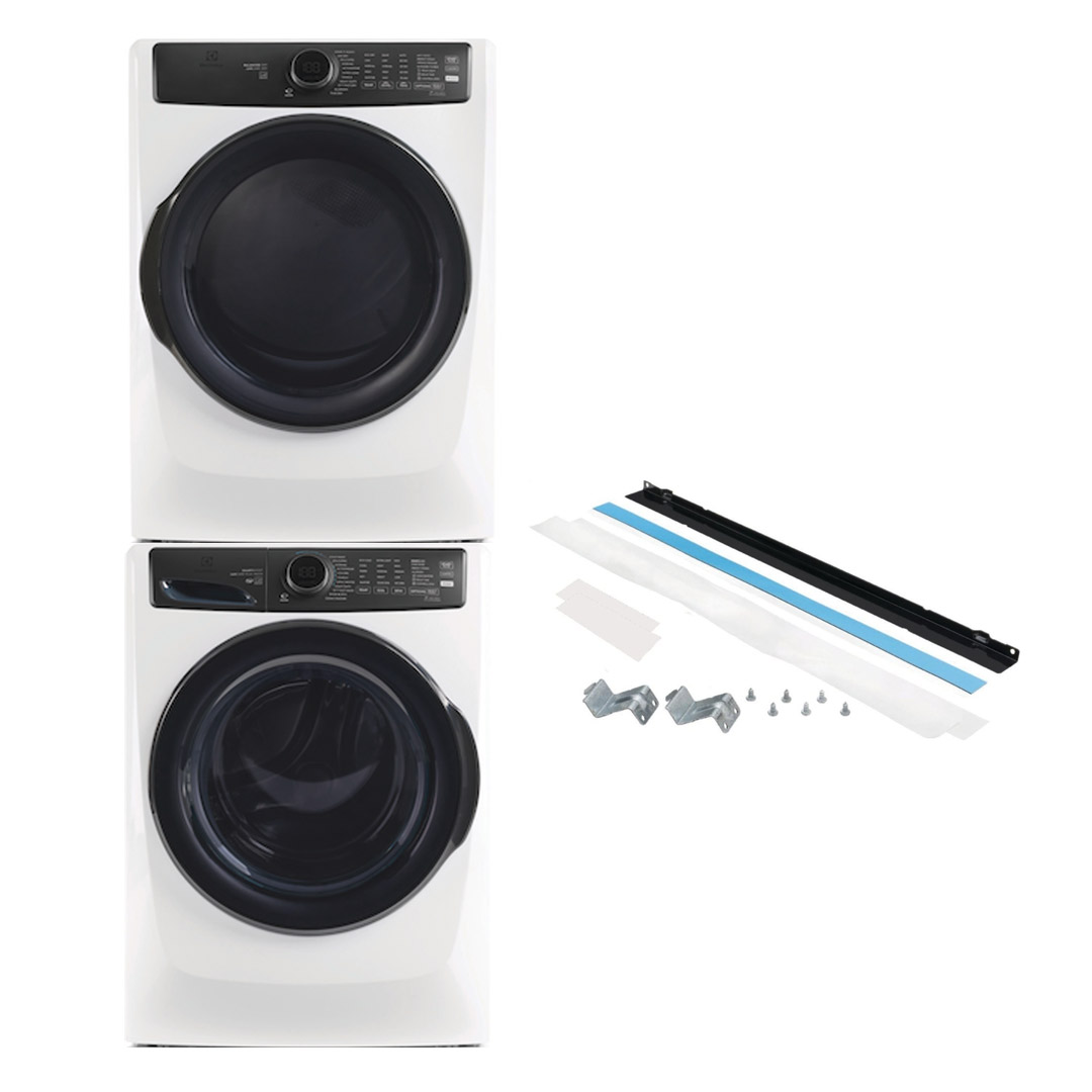 27" Electrolux 5.2 Cu. Ft. Front Load Washer 8.0 Cu. Ft. Electric Dryer and Stacking Kit - STACKIT7X-ELFW7738AW-ELFE773CAW