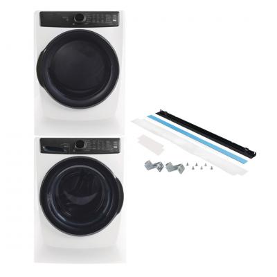 27" Electrolux 5.2 Cu. Ft. Front Load Washer 8.0 Cu. Ft. Gas Dryer and Stacking Kit - STACKIT7X-ELFW7738AW-ELFG7738AW