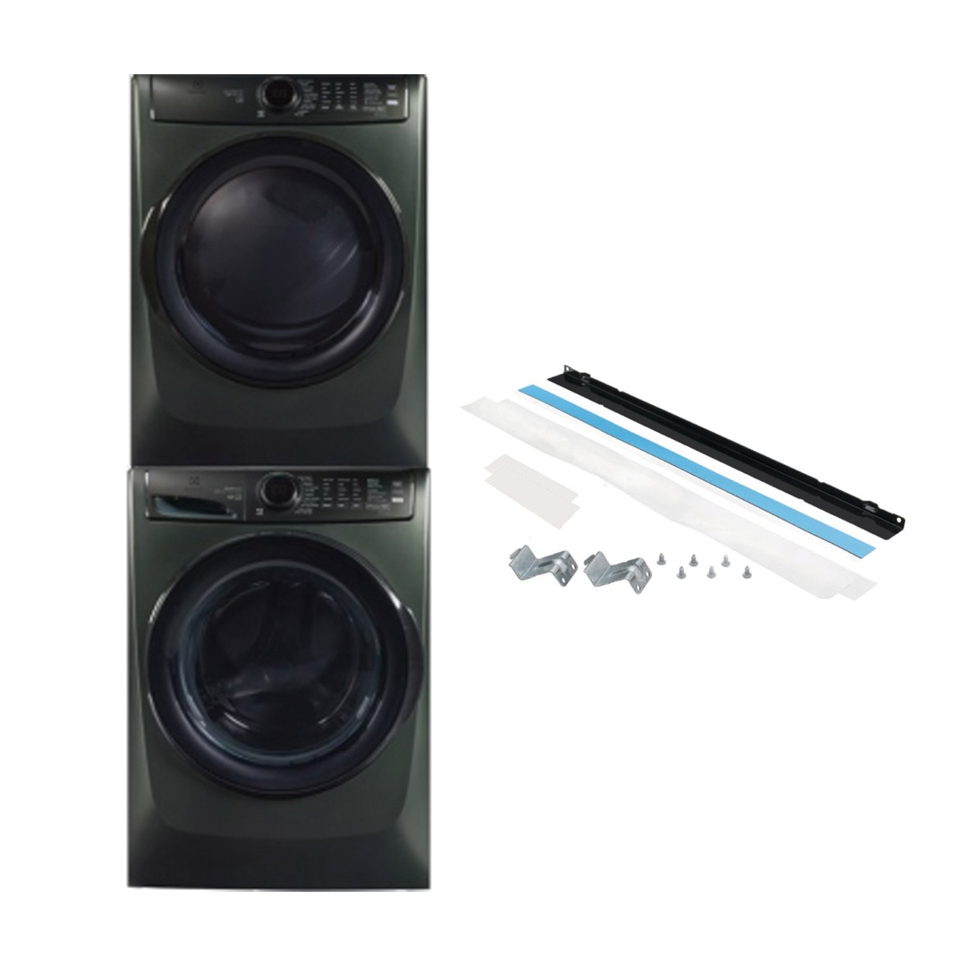 27" Electrolux 5.2 Cu. Ft. Front Load Washer 8.0 Cu. Ft. Gas Dryer and Stacking Kit - STACKIT7X-ELFW7738AA-ELFG7738AA
