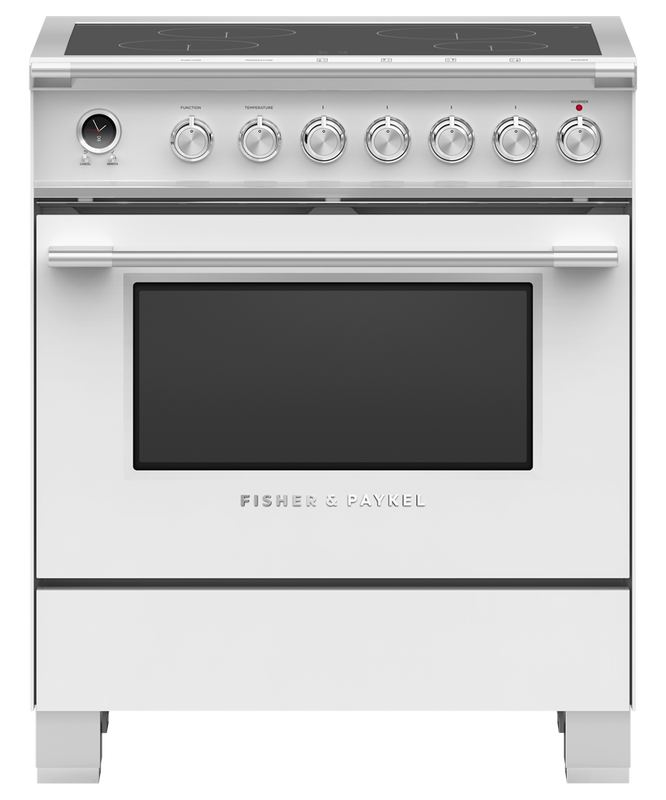 30" Fisher & Paykel Series 9 Classic Induction Range With 4 Zones In White - OR30SCI6W1