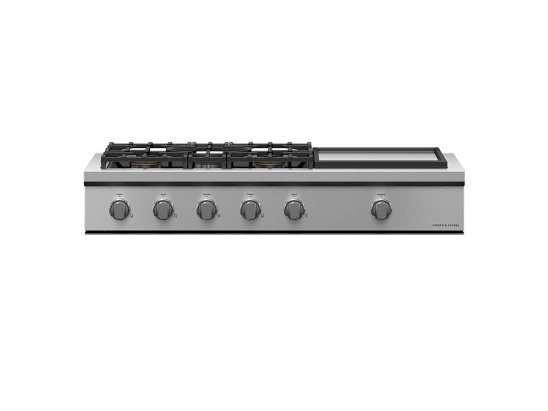 48" Fisher & Paykel Gas Rangetop with Built-In Griddle, 5 Burners - CPV3-485GD-N