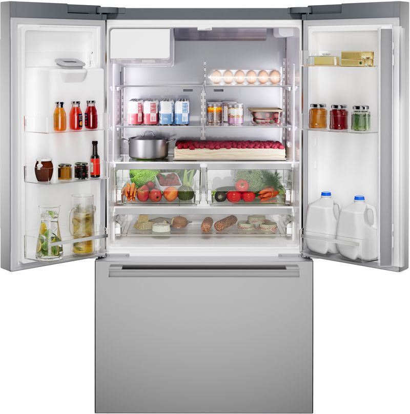 36" Bosch 500 Series French Door Bottom Mount Refrigerator Brushed Steel Anti-Fingerprint - B36CD52SNS