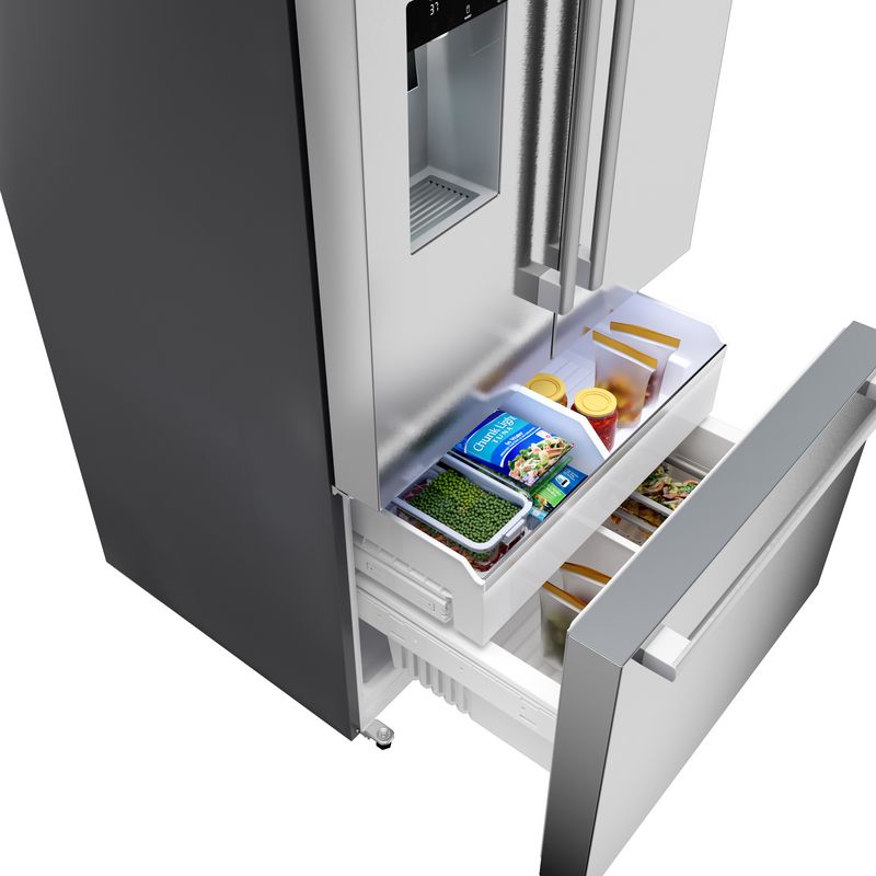36" Bosch 500 Series French Door Bottom Mount Refrigerator Brushed steel Anti-Fingerprint Total No Frost - B36FD52SNS