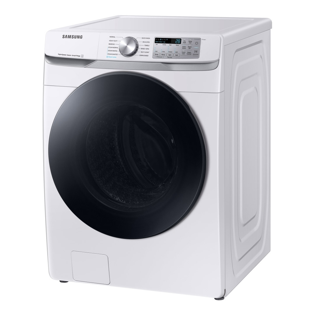 27" Samsung 5.2 Cu. Ft. Washer and 7.5 Cu. Ft. Electric Dryer and Stacking Kit - SKK-8K-WF45B6300AW/US-DVE45B6305W/AC