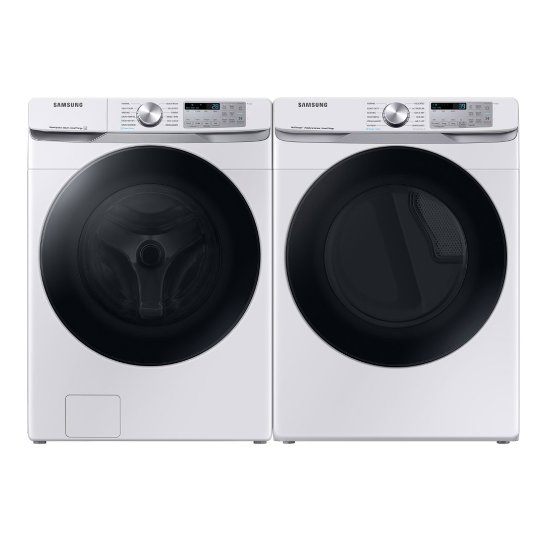 27" Samsung 5.2 Cu. Ft. Washer with 7.5 Cu. Ft. Electric Dryer - WF45B6300AW/US-DVE45B6305W/AC