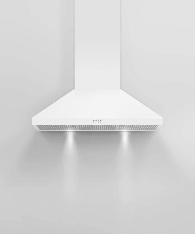 36" Fisher & Paykel Pyramid Chimney Wall Range Hood in White - HC36PCW1