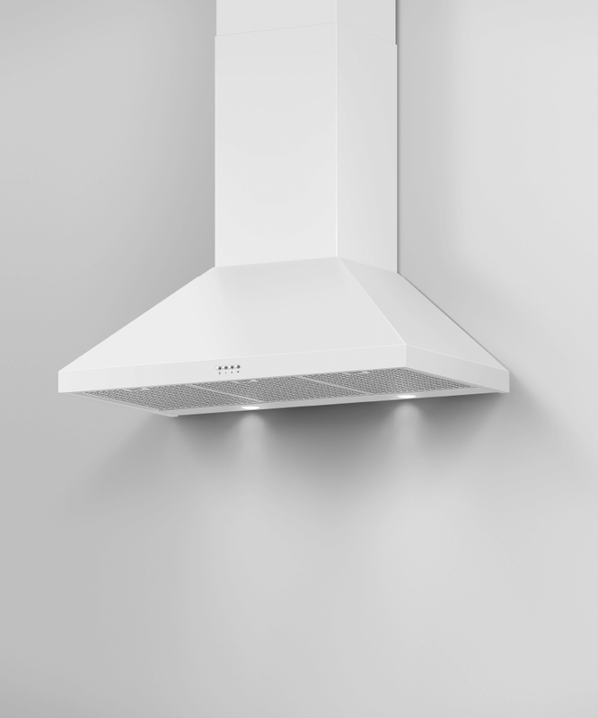 36" Fisher & Paykel Pyramid Chimney Wall Range Hood in White - HC36PCW1