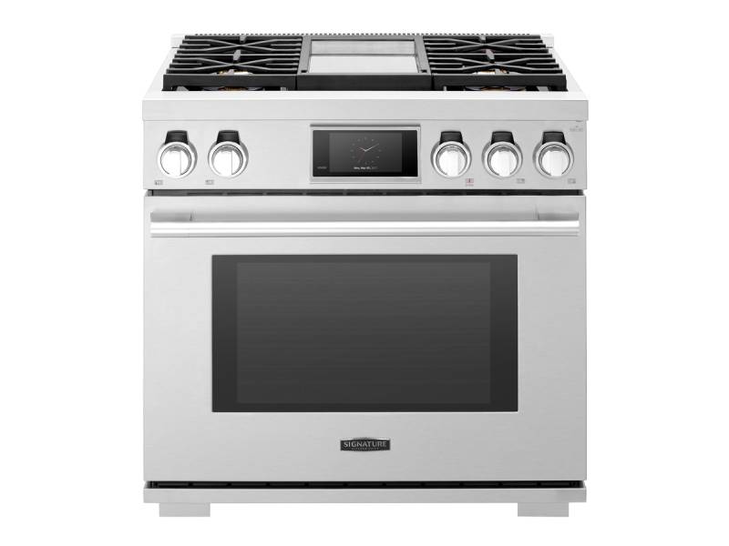 36" Signature Kitchen Suite Dual-Fuel Pro Range with Steam-Combi Oven and Griddle - SKSDR360GS