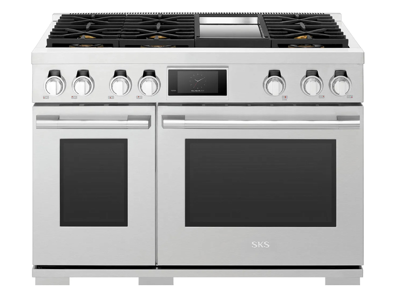 48" Signature Kitchen Suite Dual-Fuel Pro Range with 6 Burners and Griddle - SKSDR480GS