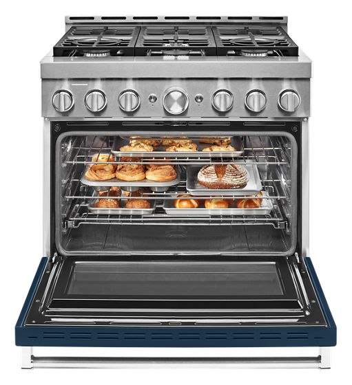 36" KitchenAid 5.1 Cu. Ft. Smart Commercial-Style Gas Range With 6 Burners - KFGC506JIB