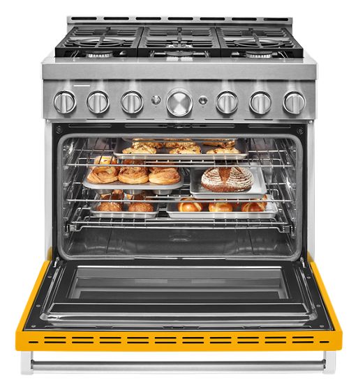 36" KitchenAid 5.1 Cu. Ft. Yellow Pepper Gas Sealed Burner Range - KFGC506JYP