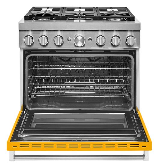 36" KitchenAid 5.1 Cu. Ft. Smart Commercial-Style Dual Fuel Range With 6 Burners In Yellow Pepper - KFDC506JYP