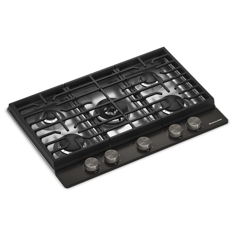 30" KitchenAid Gas-on-Metal Cooktop with an Integrated Wok Grate - KCGK730SBE