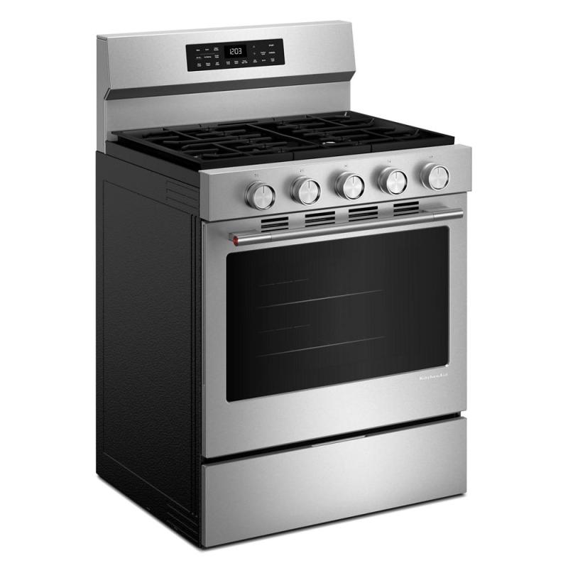 30" Kitchenaid 5.0 Cu. Ft. Smart Freestanding Gas Range with Convection Cooking Modes - KFGS330TPS