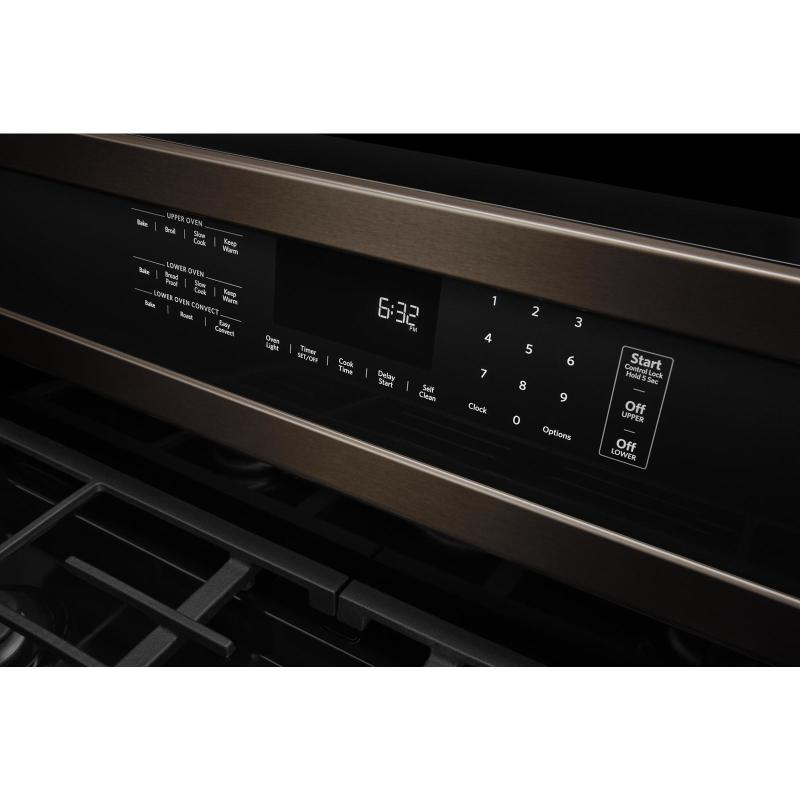 30" KitchenAid 6 Cu. Ft. Double Oven Convection Gas Range With 5 Burner - KFGD500EBS