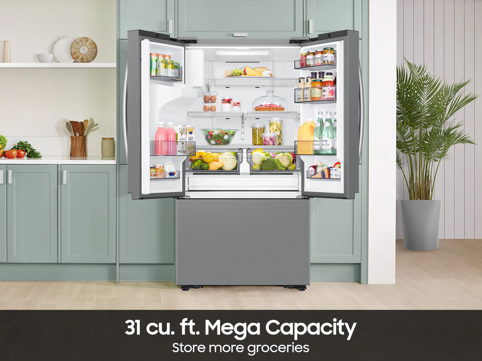 36" Samsung 3-Door French Door Refrigerator with External Water & Ice Dispenser - RF32CG5B30SRAA