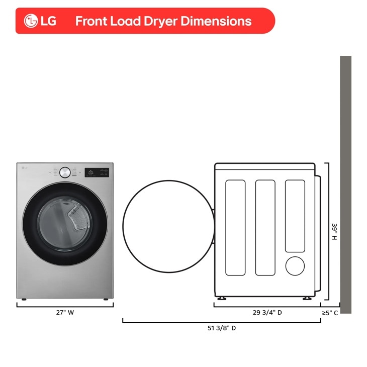 LG 7.4 Cu. Ft. Ultra Large Capacity Smart Front Load Gas Dryer with TurboSteam AI Sensing and Hybrid Electronic Controls with LCD Display - DLGX5801V