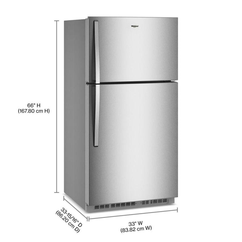 33" Whirlpool 21 Cu. Ft. Wide Top Freezer Refrigerator with Total Coverage Cooling - WRTX7421TZ