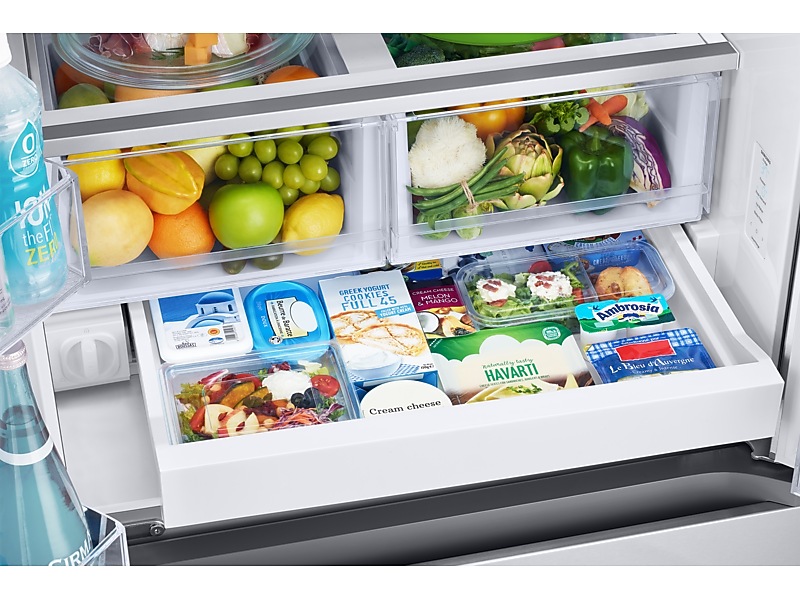 33" Samsung 25 Cu.Ft. RF50 Neo Bespoke AI 3-Door French Door Refrigerator - RF25C5A01SRAA