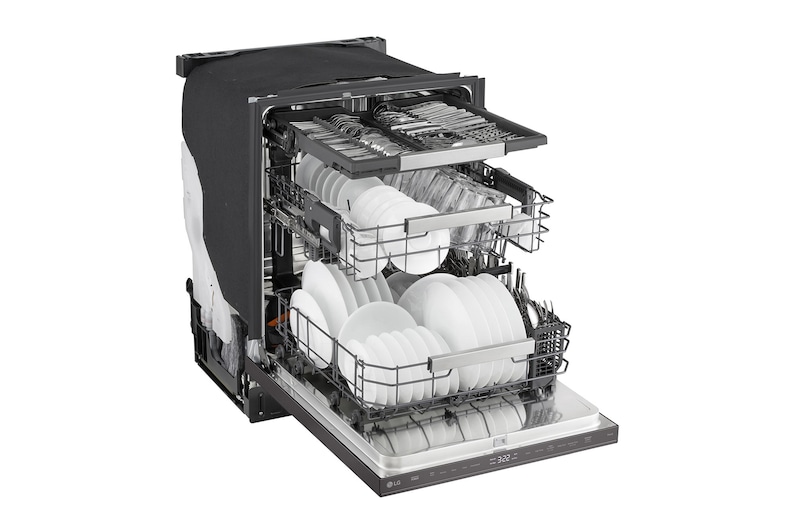 24" LG FlushFit 44 dB Top Control Dishwasher in Black Stainless - LDNPM654D
