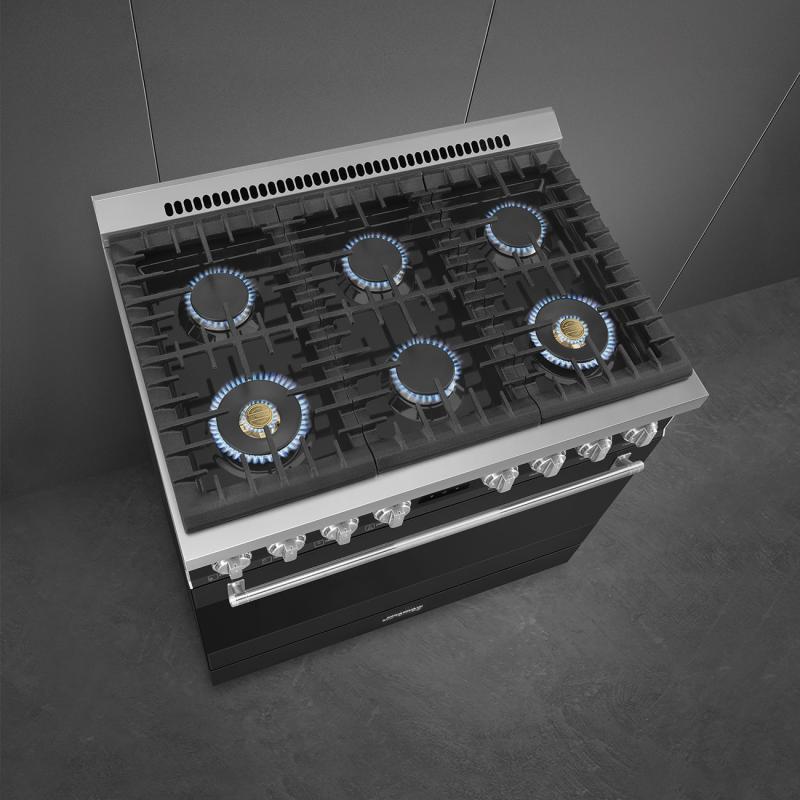 36" SMEG Freestanding Gas Range with 6 Sealed Burners - SPR36UGGAN