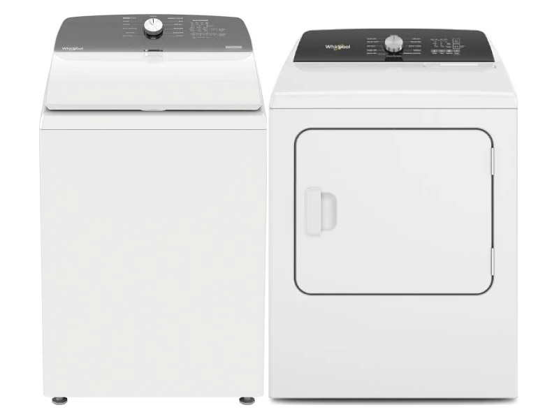 Whirlpool 4.5 Cu. Ft. IEC Top Load Washer and 7.0 Cu. Ft. Top Load Dryer - WTW4000SW-YWED5050LW
